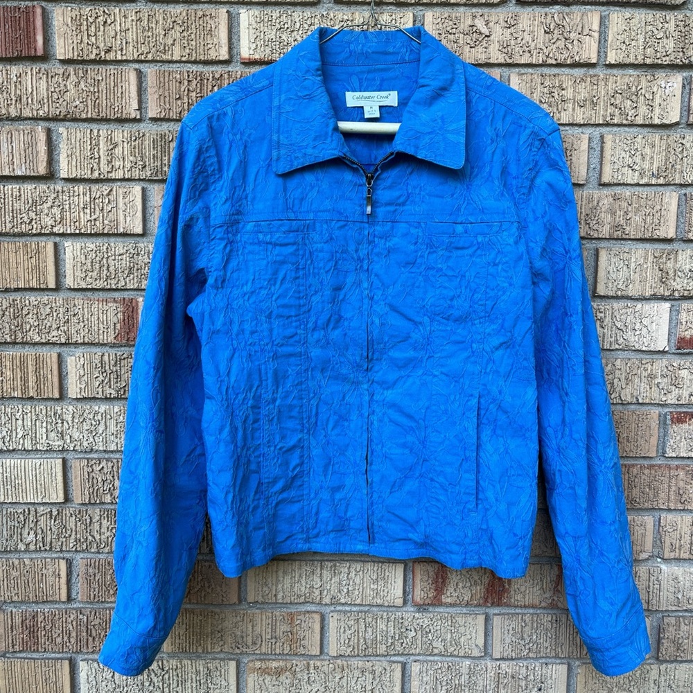 Blue floral zip up jacket!